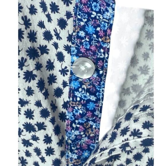 Construct Mens White Blue Floral Print Slim Fit Stretch Short Sleeve Shirt Large - Picture 3 of 6